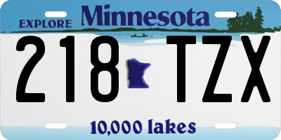 MN license plate 218TZX