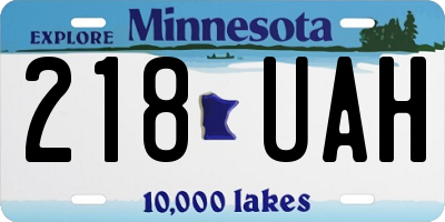 MN license plate 218UAH