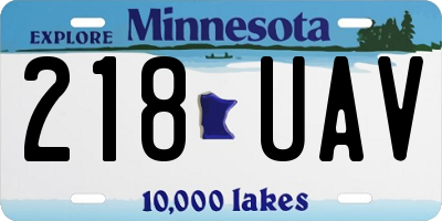 MN license plate 218UAV