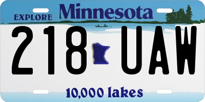 MN license plate 218UAW