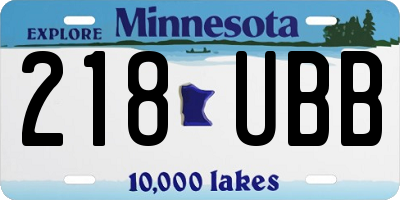 MN license plate 218UBB