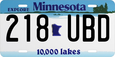 MN license plate 218UBD