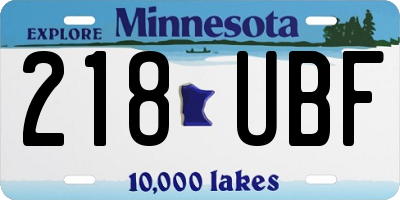 MN license plate 218UBF
