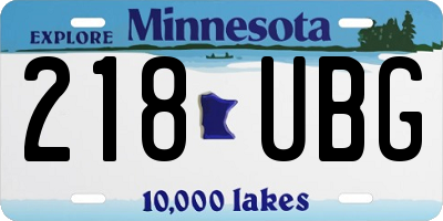 MN license plate 218UBG