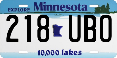 MN license plate 218UBO