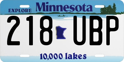 MN license plate 218UBP