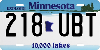MN license plate 218UBT