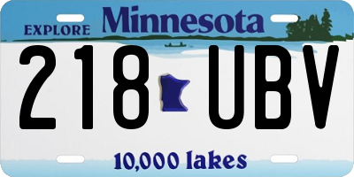 MN license plate 218UBV
