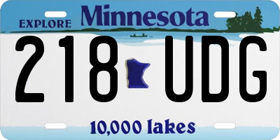 MN license plate 218UDG