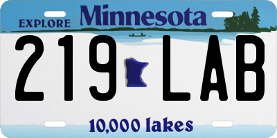 MN license plate 219LAB