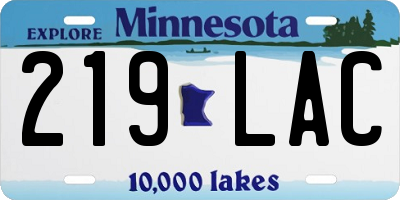 MN license plate 219LAC