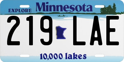 MN license plate 219LAE