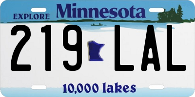 MN license plate 219LAL