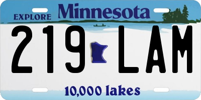 MN license plate 219LAM