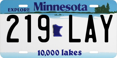 MN license plate 219LAY