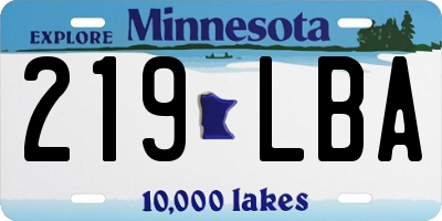 MN license plate 219LBA