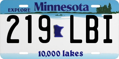 MN license plate 219LBI