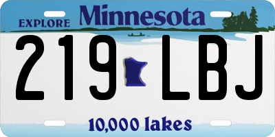 MN license plate 219LBJ