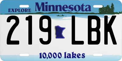 MN license plate 219LBK