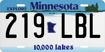 MN license plate 219LBL