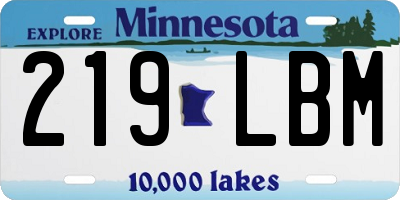 MN license plate 219LBM