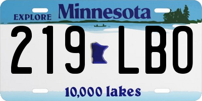 MN license plate 219LBO