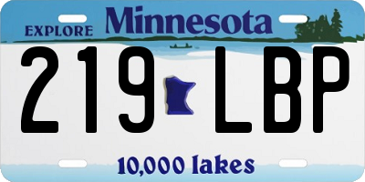 MN license plate 219LBP