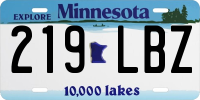 MN license plate 219LBZ