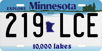 MN license plate 219LCE