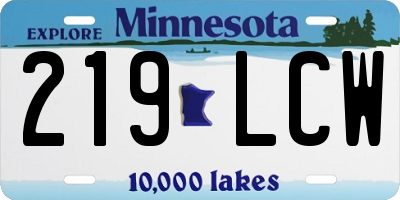 MN license plate 219LCW