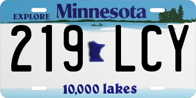 MN license plate 219LCY