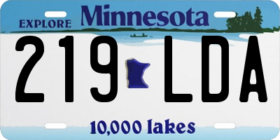 MN license plate 219LDA