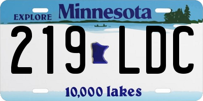 MN license plate 219LDC