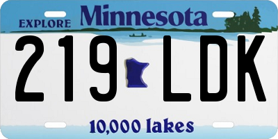 MN license plate 219LDK