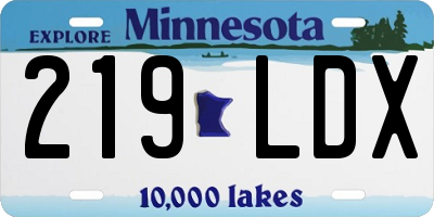 MN license plate 219LDX