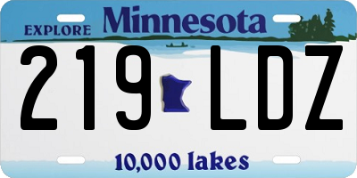 MN license plate 219LDZ