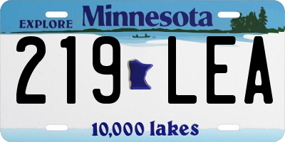 MN license plate 219LEA