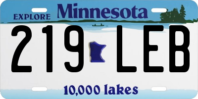 MN license plate 219LEB