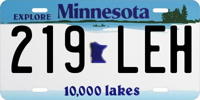 MN license plate 219LEH
