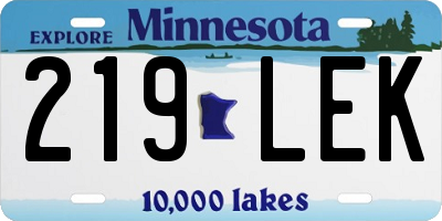 MN license plate 219LEK