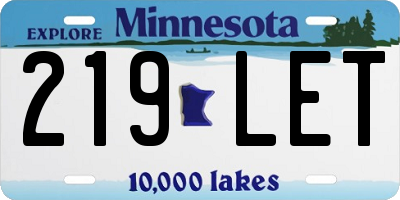 MN license plate 219LET
