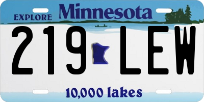 MN license plate 219LEW