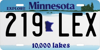MN license plate 219LEX