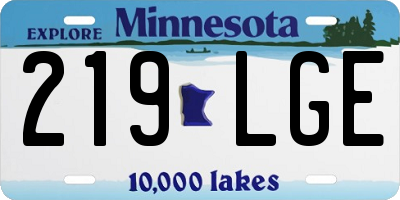 MN license plate 219LGE