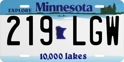 MN license plate 219LGW