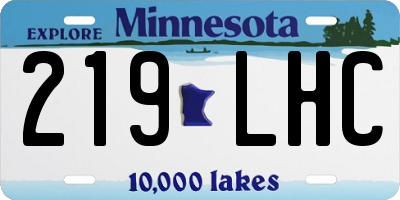 MN license plate 219LHC