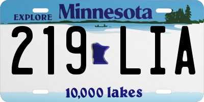 MN license plate 219LIA