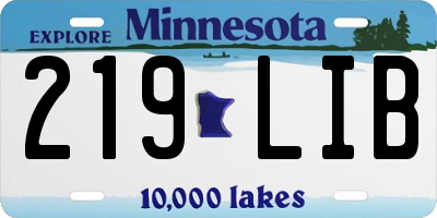 MN license plate 219LIB