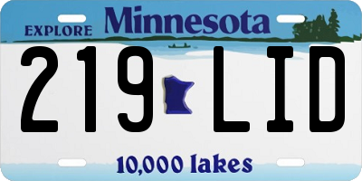 MN license plate 219LID