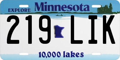 MN license plate 219LIK